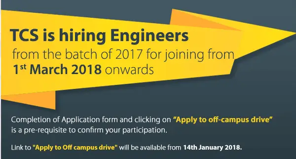 TCS Off Campus Application Banner