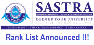 SASTRA University Rank List 2018