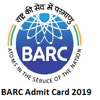 BARC Admit card 2019