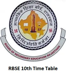 RBSE 10th Time Table
