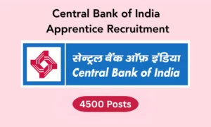 Central Bank of India Apprentice Recruitment 2026 – 4500 Vacancies !!!